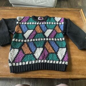 Vintage urban bandit sweater women's large geometric color block pattern‎
